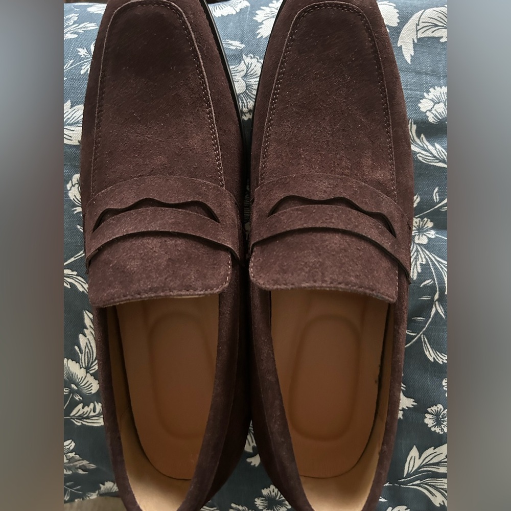 Handmade Chocolate Brown Suede Loafers 9 E42